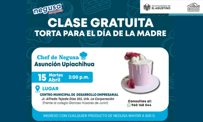 Clase Gratuita de Torta para el día de la Madre en Agustino