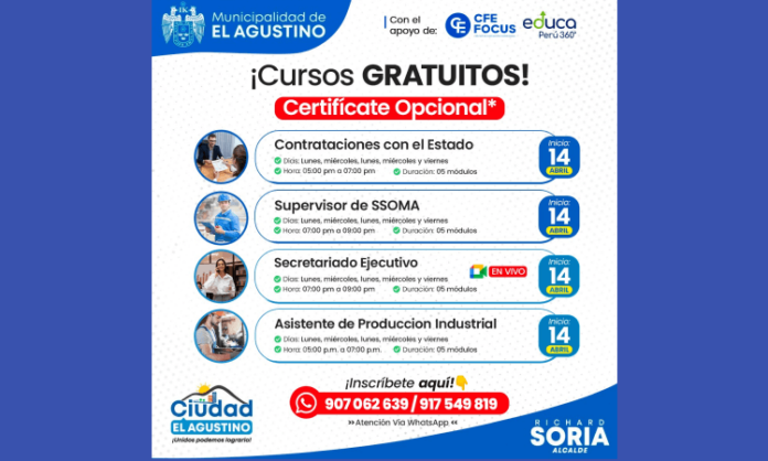 Cursos Gratuitos en el Agustino