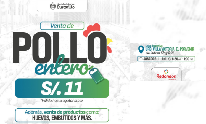 Feria de Venta de Pollo entero en Surquillo