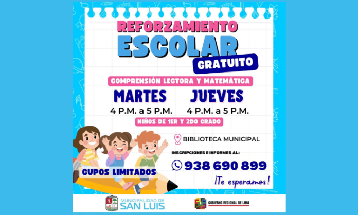 Reforzamiento Escolar Gratuito Comprensión Lectora y Matemática en San Luis
