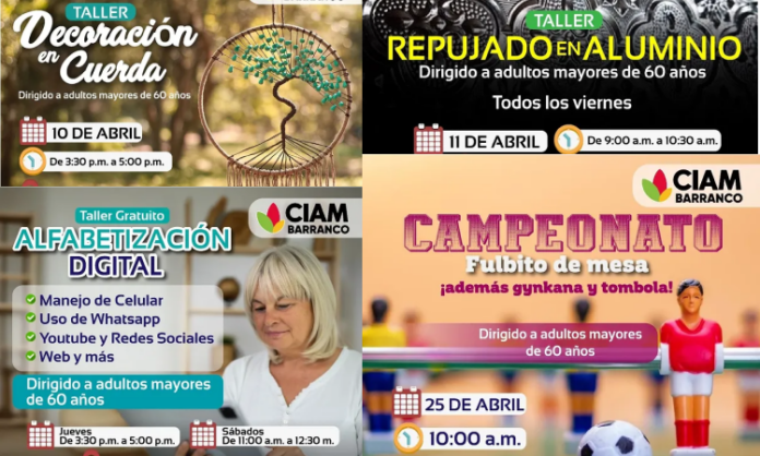 Talleres Gratuitos para Adultos Mayores de 60 años en Barranco